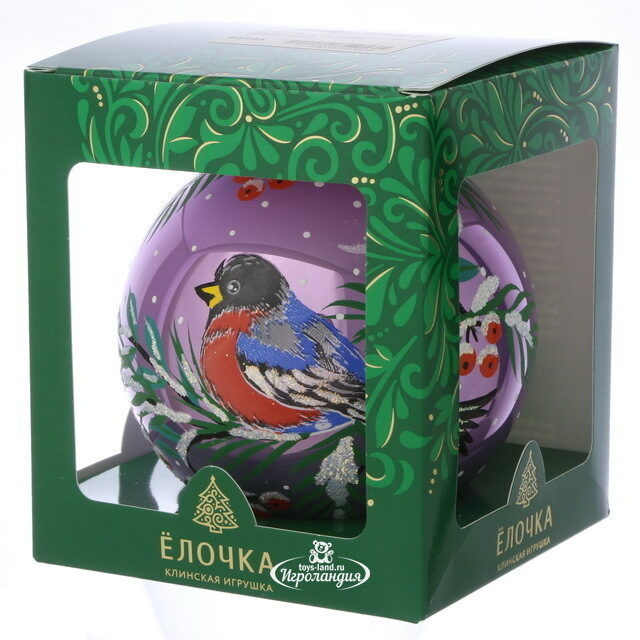 Стеклянный елочный шар Зимний 11 см сиреневый Фабрика Елочка