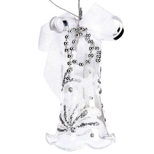 Стеклянная елочная игрушка Колокольчик Хрустальный, 8.5 см, подвеска Фабрика Елочка