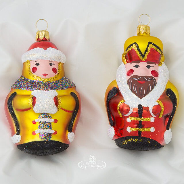 Набор стеклянных елочных игрушек Славяне 8 см, 2 шт, подвеска Фабрика Елочка