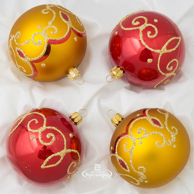 Набор стеклянных елочных шаров Очарование 7 см, 4 шт Фабрика Елочка