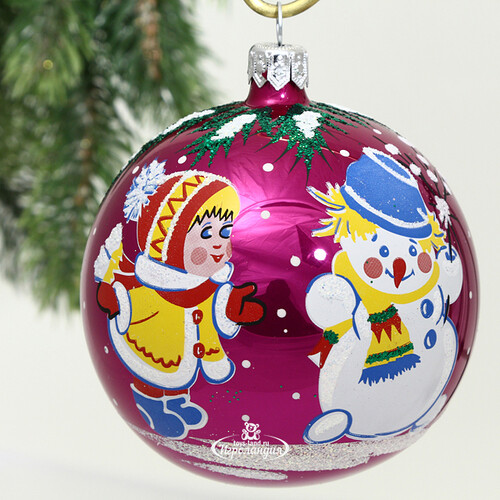 Стеклянный елочный шар Зимняя забава 8 см вишневый Фабрика Елочка