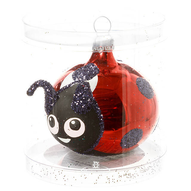Стеклянная елочная игрушка Божья Коровка 6 см, подвеска Фабрика Елочка