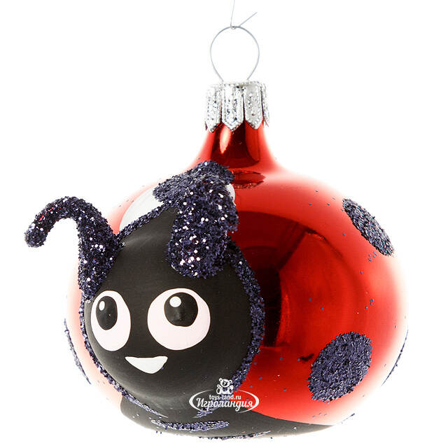 Стеклянная елочная игрушка Божья Коровка 6 см, подвеска Фабрика Елочка