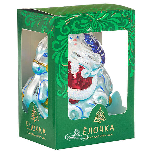 Стеклянная елочная игрушка Зодиак - Лошадка с Дедом Морозом 8 см Фабрика Елочка