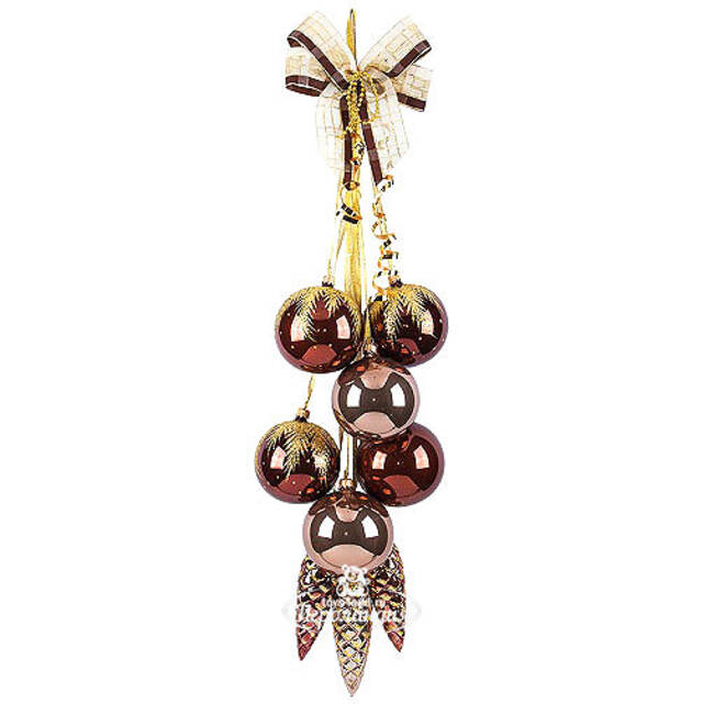 Елочное украшение Гирлянда Капучино 64 см коричневая, стекло Фабрика Елочка