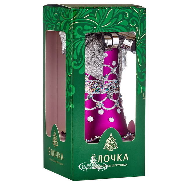 Елочная игрушка Колокольчик Дебют 8 см, фиолетовая, стекло Фабрика Елочка