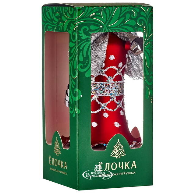 Елочная игрушка Колокольчик Дебют 8 см красная, стекло Фабрика Елочка