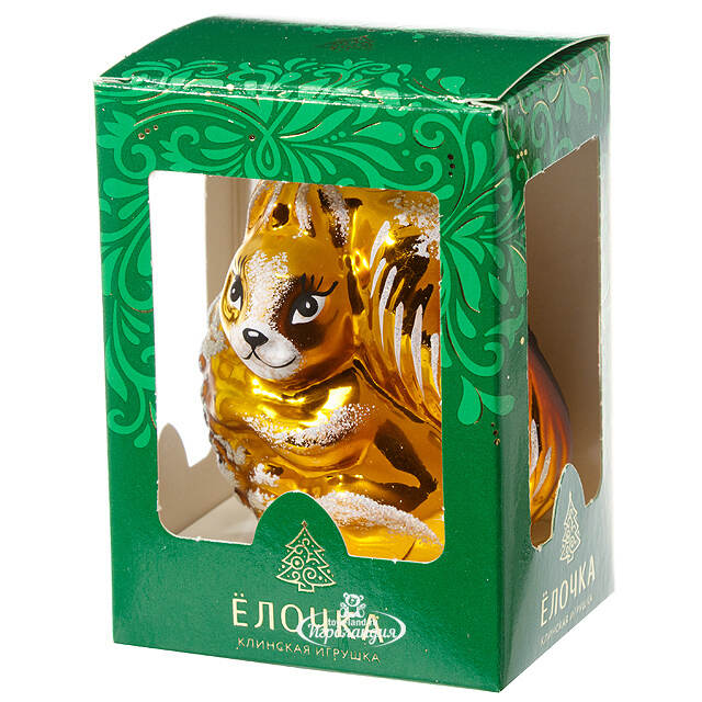 Стеклянная елочная игрушка Белка 8 см, подвеска Фабрика Елочка