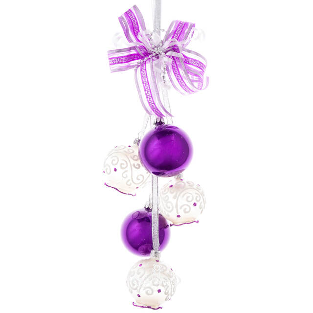 Стеклянное елочное украшение Гирлянда Северное Сияние 35 см фиолетовая Фабрика Елочка