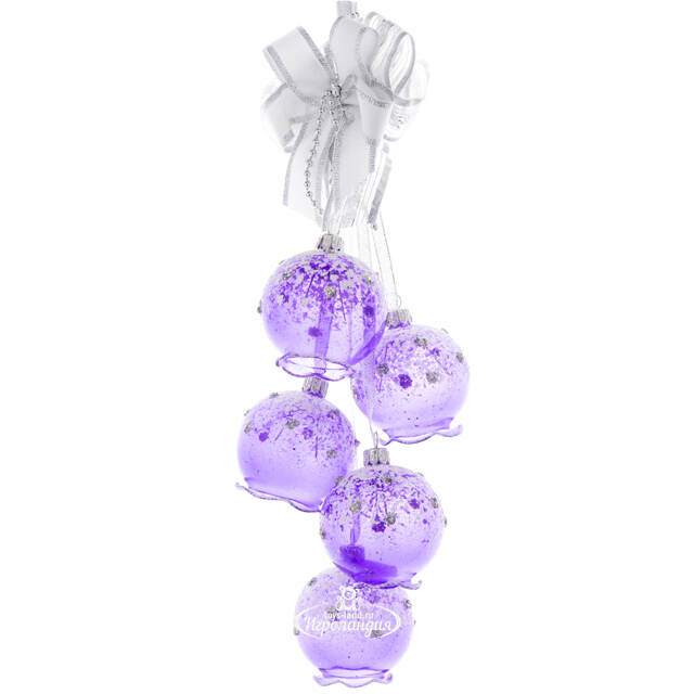Стеклянное елочное украшение Гирлянда Тайна 37 см фиолетовая Фабрика Елочка