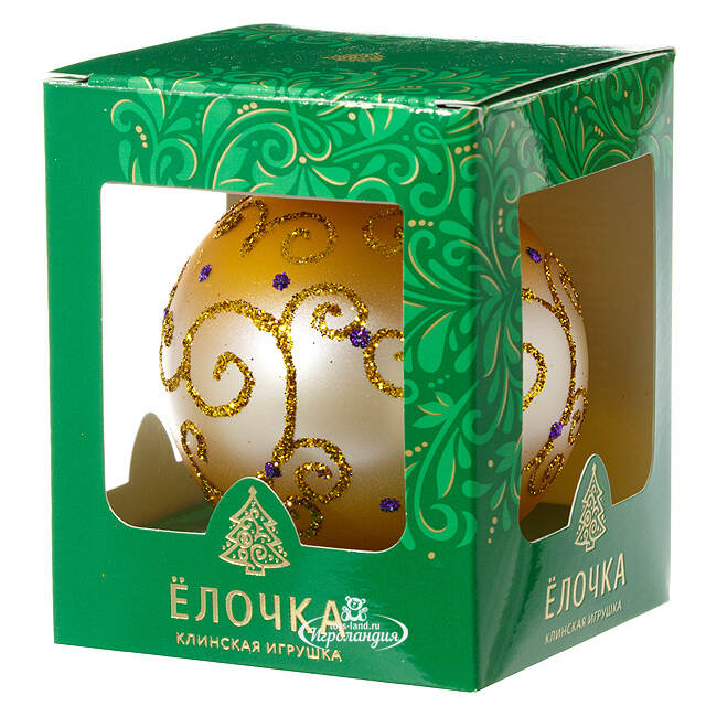 Стеклянный елочный шар Золотой 8 см Фабрика Елочка