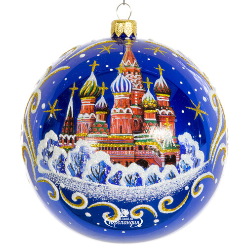 Стеклянный елочный шар Покровский Храм 11 см Фабрика Елочка