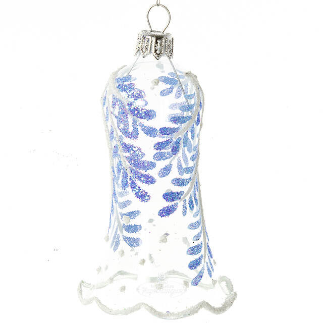 Стеклянная елочная игрушка Колокольчик Веточка 8.5 см, подвеска Фабрика Елочка