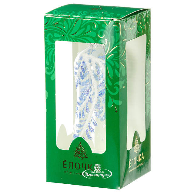 Стеклянная елочная игрушка Колокольчик Веточка 8.5 см, подвеска Фабрика Елочка