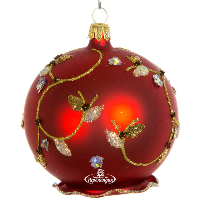 Стеклянная елочная игрушка Колокольчик Веточка 9 см Фабрика Елочка