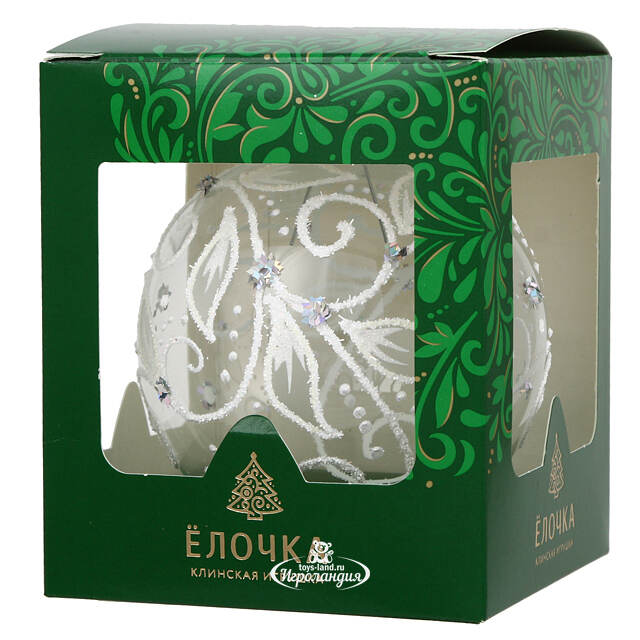 Стеклянный елочный шар Вьюнок 9 см Фабрика Елочка