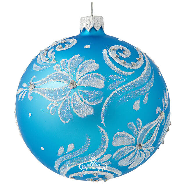 Стеклянный елочный шар Гармония 9 см синий Фабрика Елочка