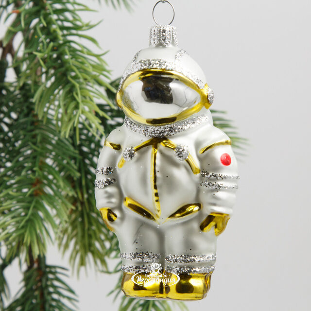 Набор стеклянных елочных игрушек Космический, 3 шт, золотой, подвеска Фабрика Елочка