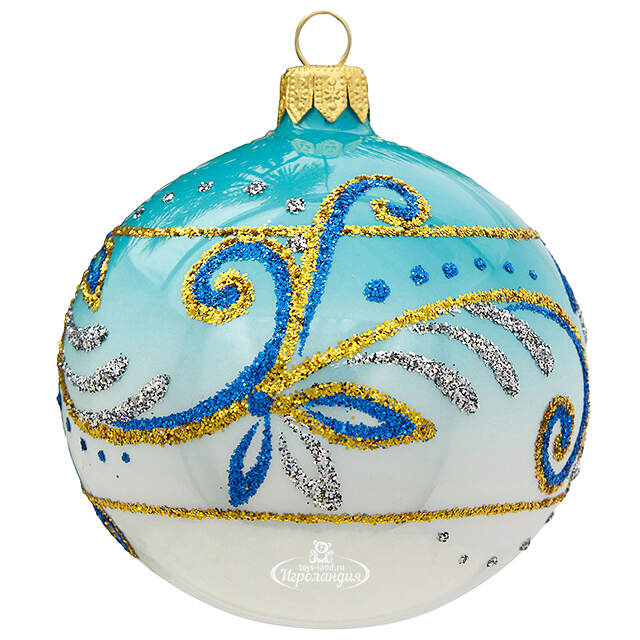 Стеклянный елочный шар Магия 8 см бирюзовый Фабрика Елочка