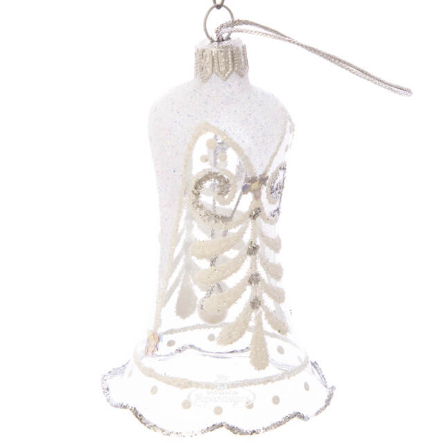 Стеклянная елочная игрушка Колокольчик Хрустальная ветка 9 см, подвеска Фабрика Елочка