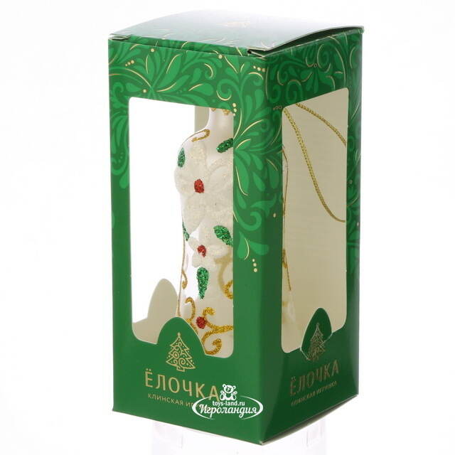 Стеклянная елочная игрушка Колокольчик Цветение 9 см, подвеска Фабрика Елочка