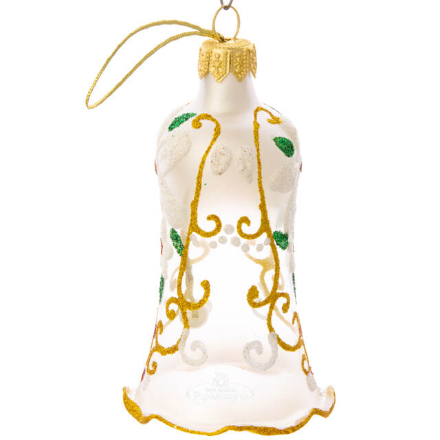 Стеклянная елочная игрушка Колокольчик Цветение 9 см, подвеска Фабрика Елочка