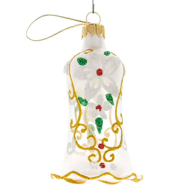 Стеклянная елочная игрушка Колокольчик Цветение 9 см, подвеска Фабрика Елочка