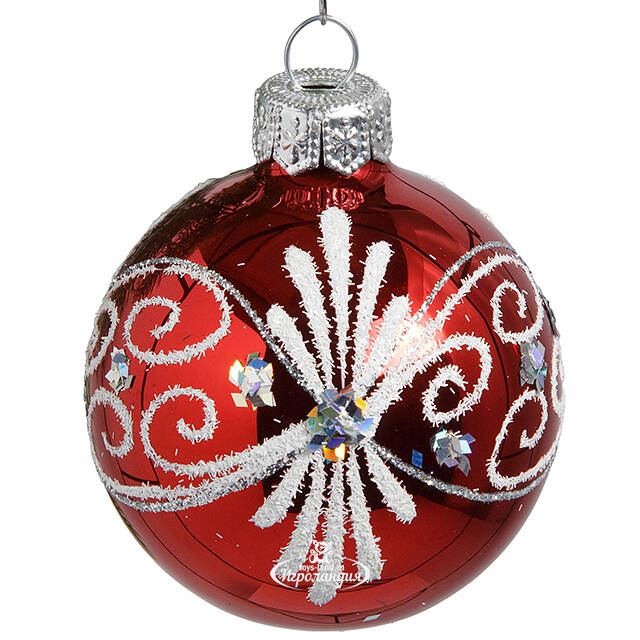 Стеклянный елочный шар Вальс 6 см красный Фабрика Елочка