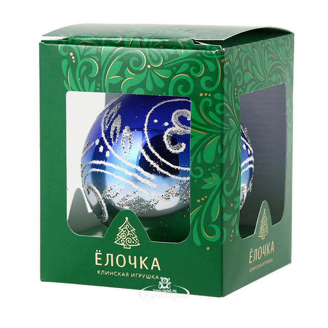 Стеклянный елочный шар Интрига 7 см синий Фабрика Елочка