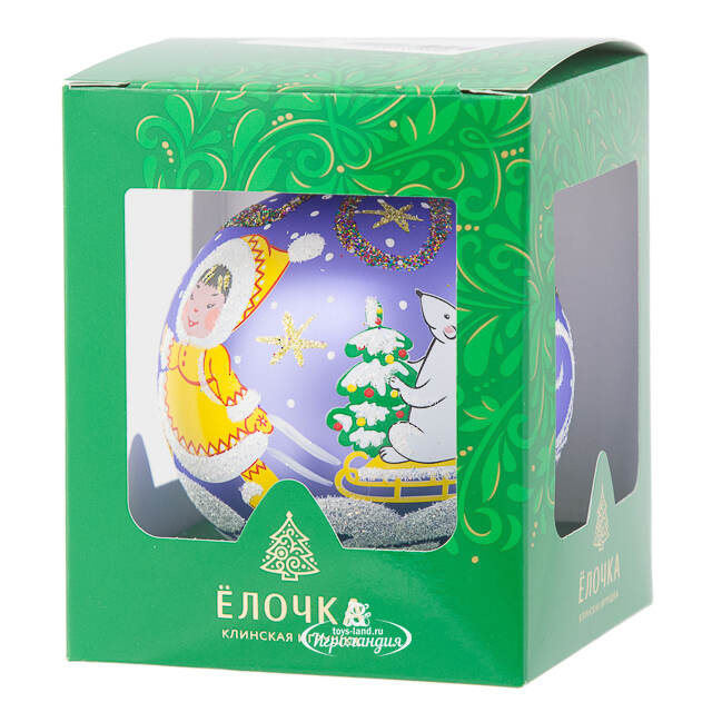 Стеклянный елочный шар Сахая 8 см лиловый Фабрика Елочка