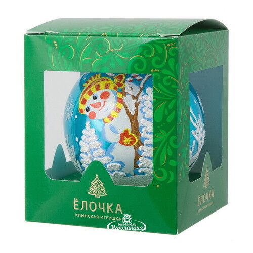 Стеклянный елочный шар Игра 9 см бирюзовый Фабрика Елочка