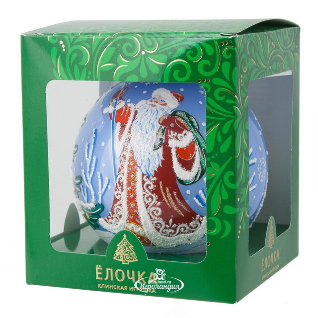 Стеклянный елочный шар Дед Мороз 11 см Фабрика Елочка