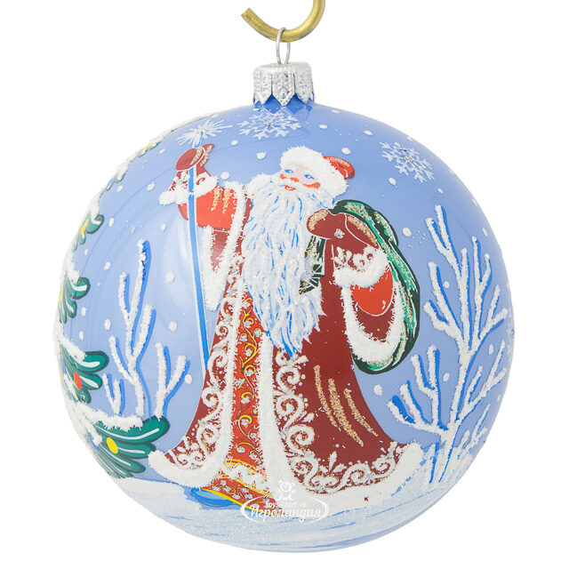 Стеклянный елочный шар Дед Мороз 11 см Фабрика Елочка