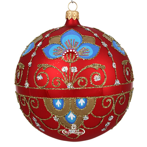 Стеклянный елочный шар Императорский 11 см красный Фабрика Елочка