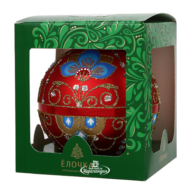 Стеклянный елочный шар Императорский 11 см красный Фабрика Елочка