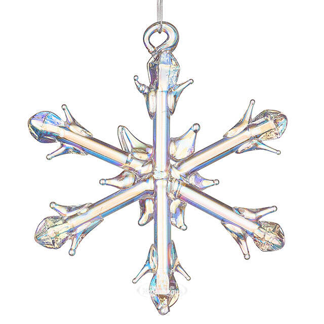 Набор стеклянных елочных игрушек Снежинки Tridentum 5 см, 12 шт, подвеска Kurts Adler