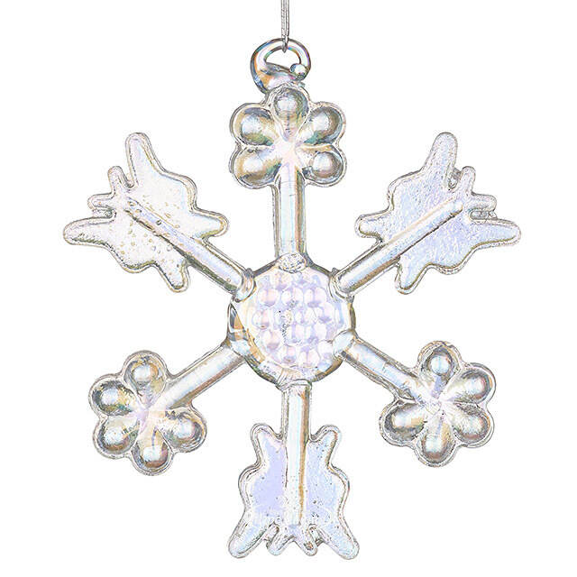 Набор стеклянных елочных игрушек Снежинки Tridentum 5 см, 12 шт, подвеска Kurts Adler