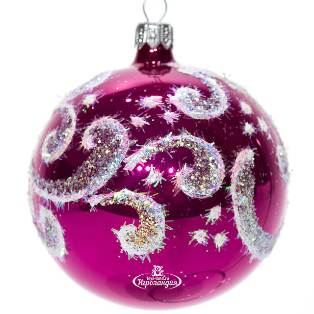 Стеклянный елочный шар Мечта 8 см фуксия Фабрика Елочка