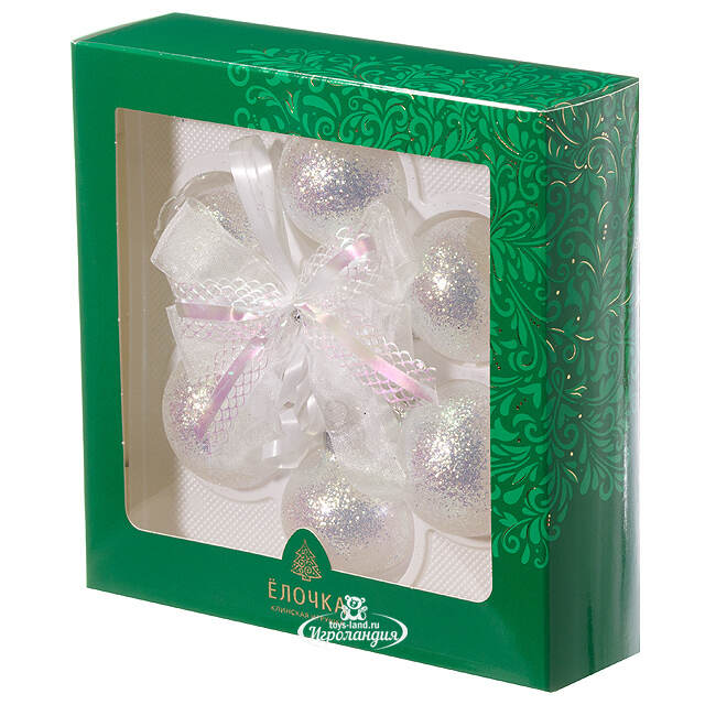 Стеклянное елочное украшение Гирлянда Фея 30 см белый Фабрика Елочка