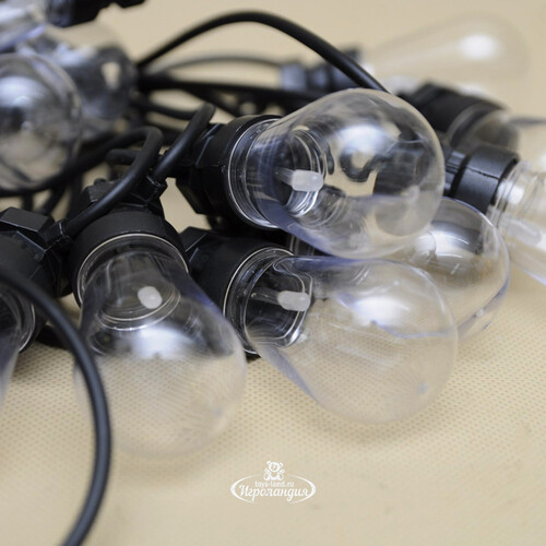 Гирлянда из лампочек Casmero 9.5 м, 20 ламп, теплые белые LED, черный ПВХ, IP44 Koopman