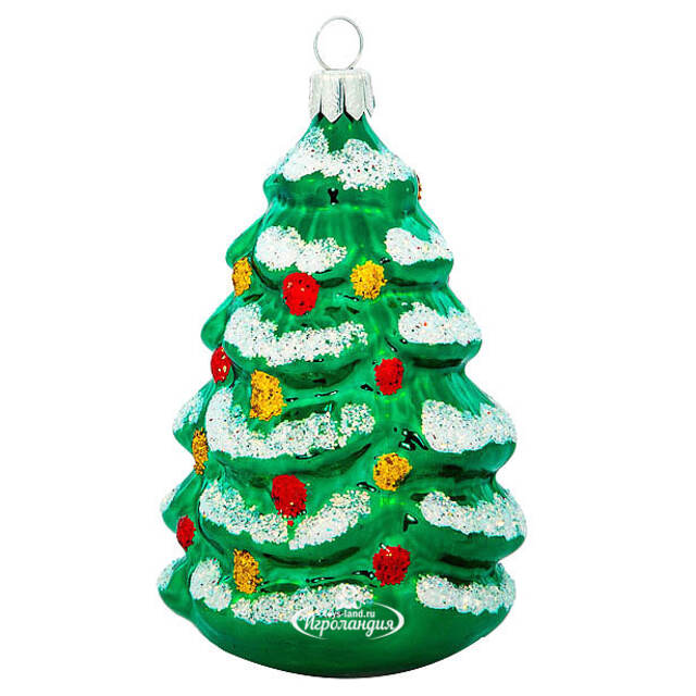 Стеклянная елочная игрушка Елочка 10 см зеленая, подвеска Фабрика Елочка