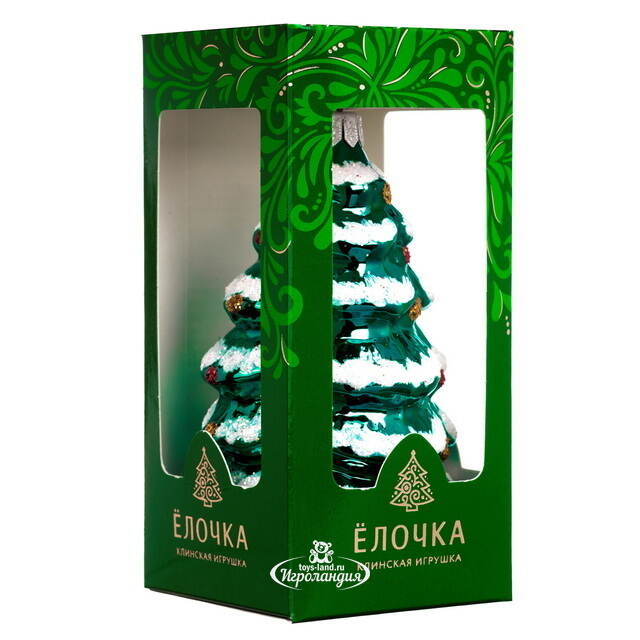 Стеклянная елочная игрушка Елочка 10 см зеленая Фабрика Елочка