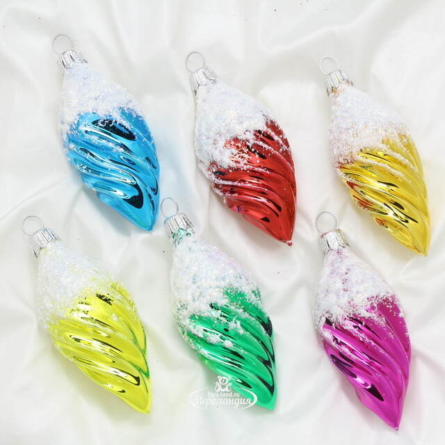 Набор елочных игрушек Сосульки Подвески 9 см 6 шт, стекло Фабрика Елочка