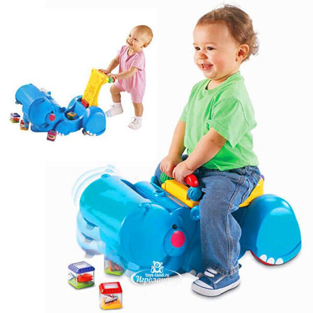 Ходунки-каталка "Бегемот с кубиками" Fisher Price