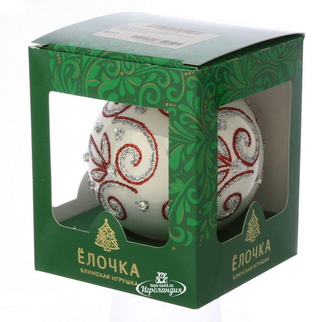 Стеклянный елочный шар Мелодия 9 см красный Фабрика Елочка