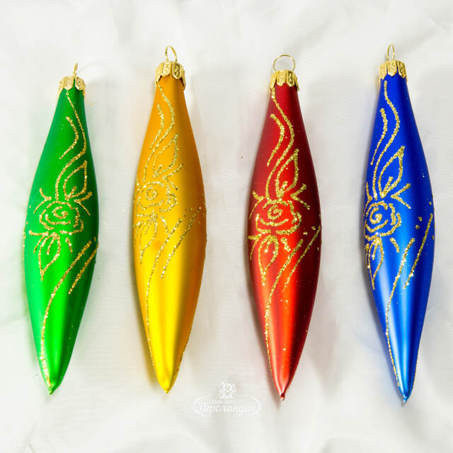 Набор елочных игрушек Сосульки Мозаика 15 см, 4 шт, стекло, подвеска Фабрика Елочка