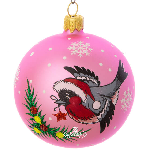 Стеклянный елочный шар Визит 7 см розовый Фабрика Елочка