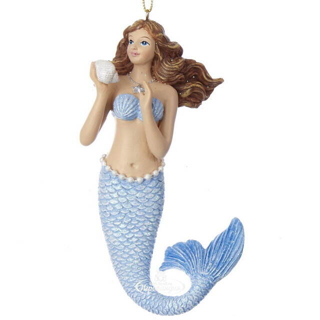 Елочная игрушка Русалка Урсула с ракушкой 12 см, подвеска Kurts Adler