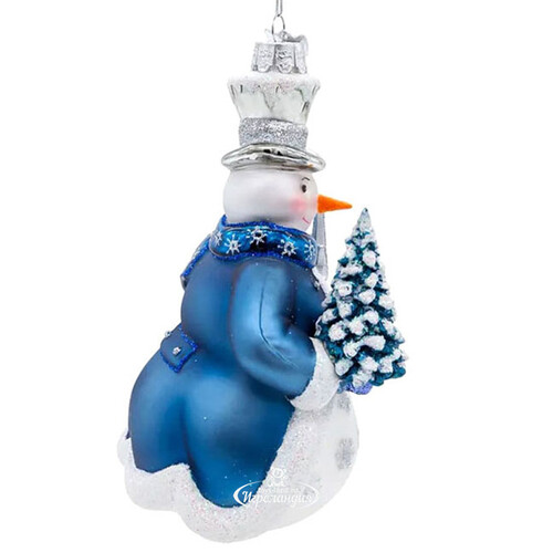 Стеклянная елочная игрушка Снеговик Ловец Звезд 14 см, подвеска Kurts Adler