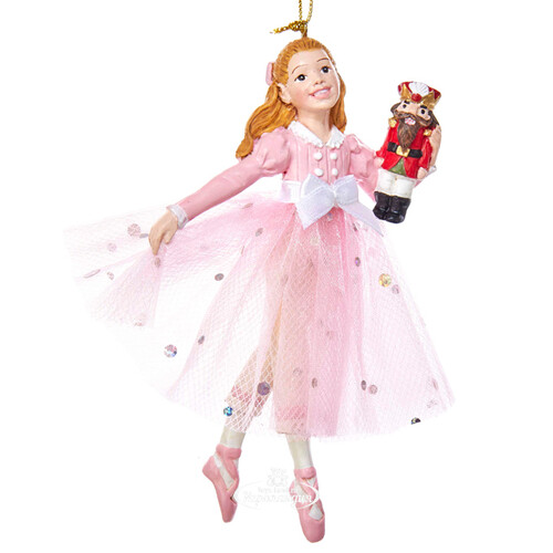 Елочная игрушка Клара с Щелкунчиком 13 см в розовой пачке, подвеска Kurts Adler